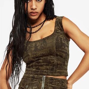 Disturbia Olive Green Crop Top